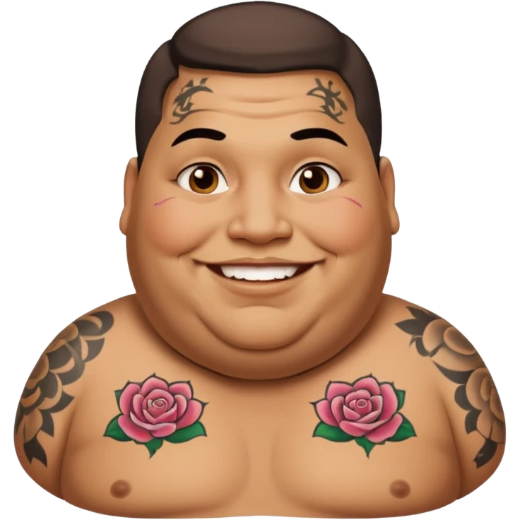 obese man with lots of face tattoo emoji
