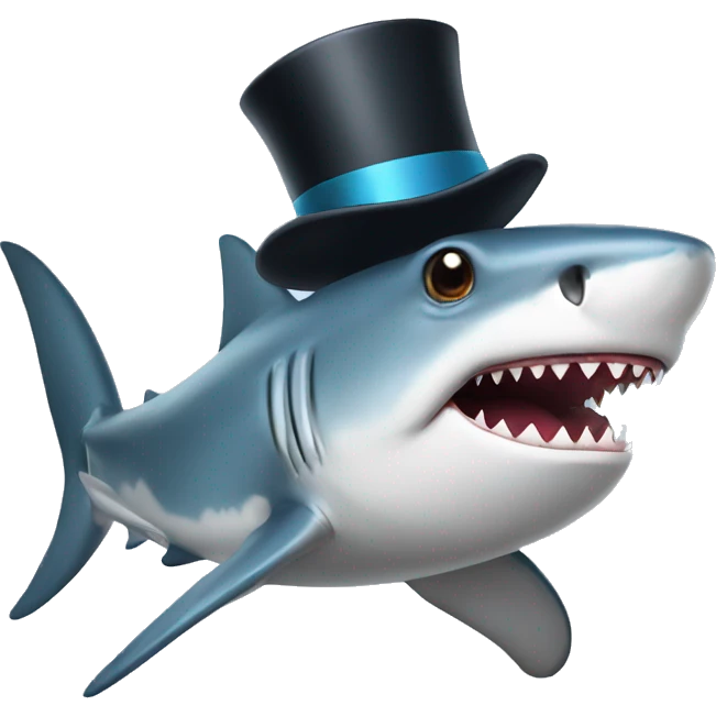 Shark with a top hat emoji