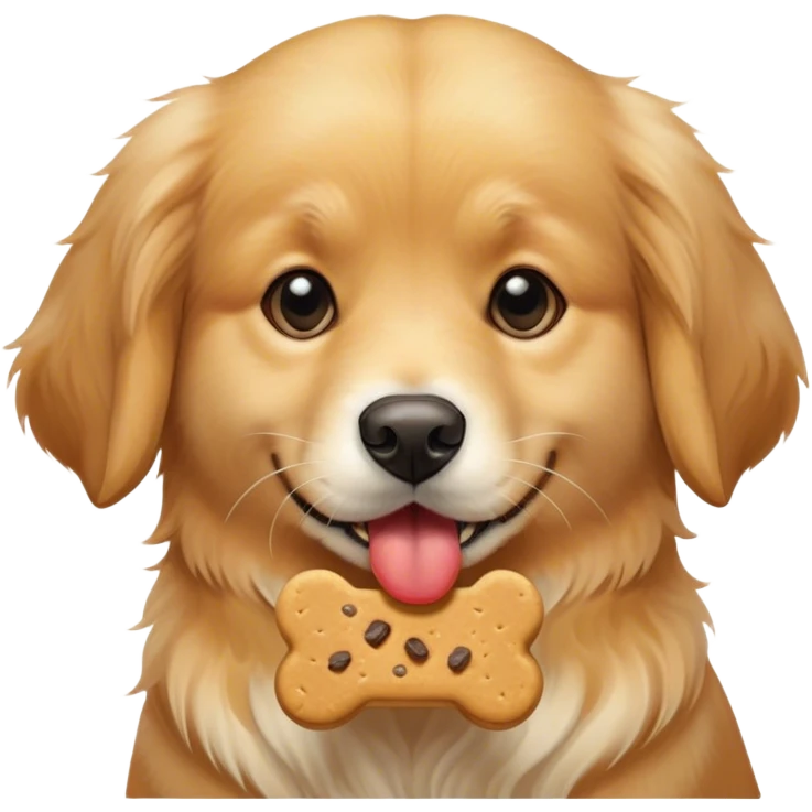 Cute dog with a dog treat in its mouth emoji