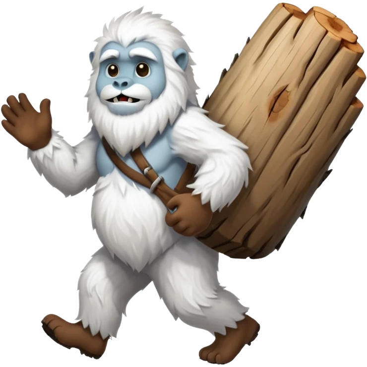 yeti, carrying a big wood emoji