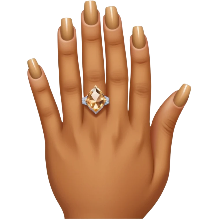 Caramel right hand with diamond ring on rong finger emoji