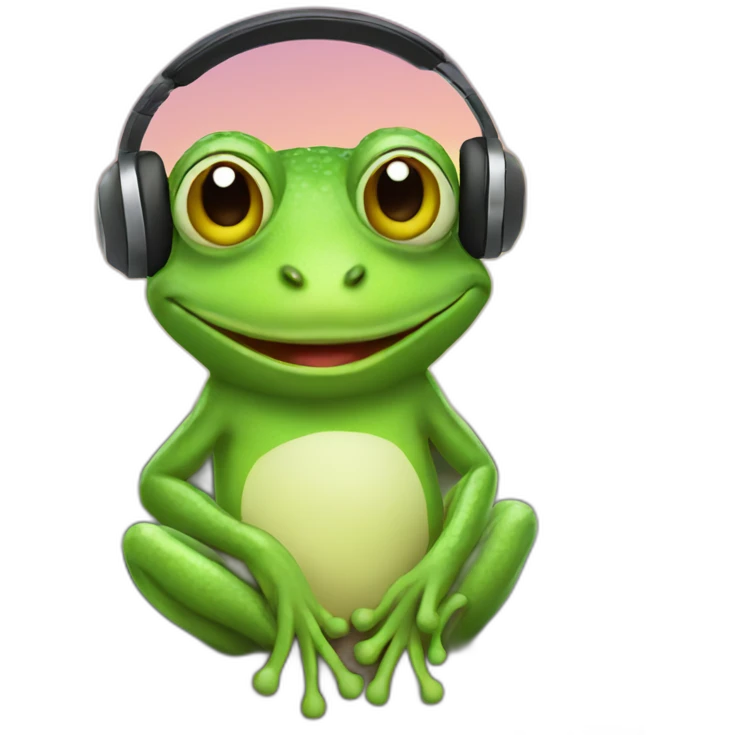 frog listening to music emoji