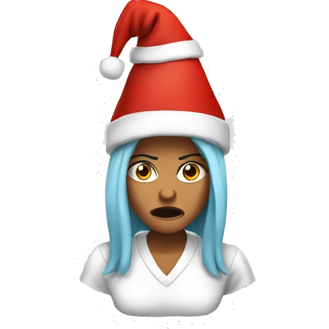 Angry woman Christmas hat  emoji