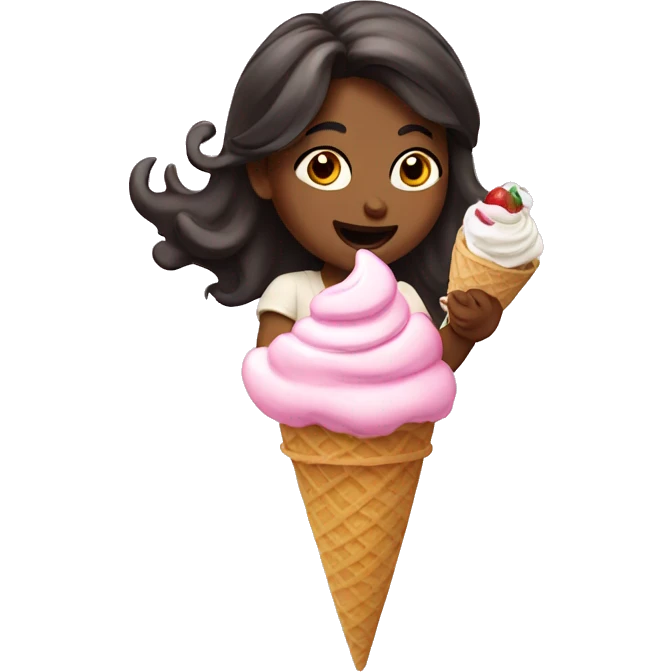 Anissa flying eating ice cream  emoji