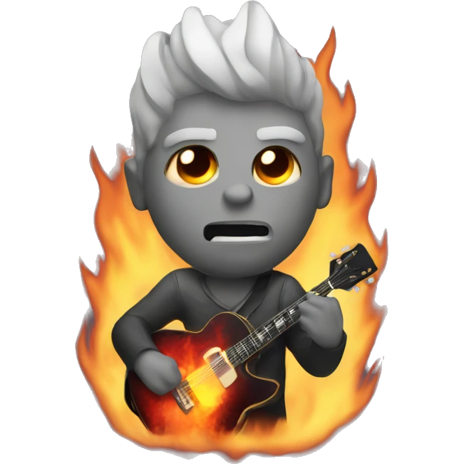 Rock man with burning heart  emoji