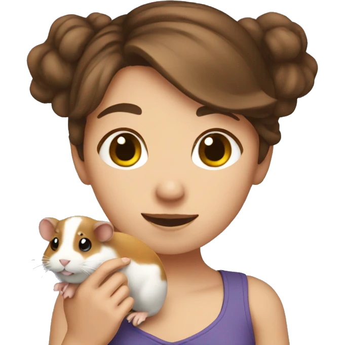 girl with brown hair holding a hamster  emoji