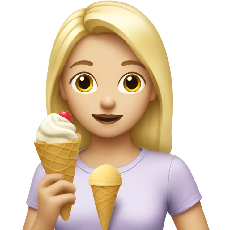 Blonde girl eating ice cream emoji