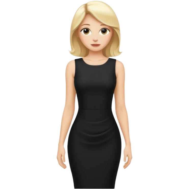 Blonde women, Long black tight sleveless dress emoji