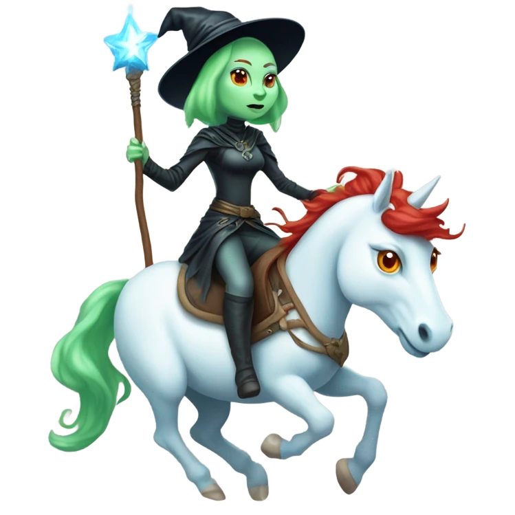 [politically incorrect, shield(
	{ female, alien, witch, color: light green, hair:red, eyes:cat} ]
	on a 
	[{ unicorn: white, legged:four, mane: light blue }]) emoji