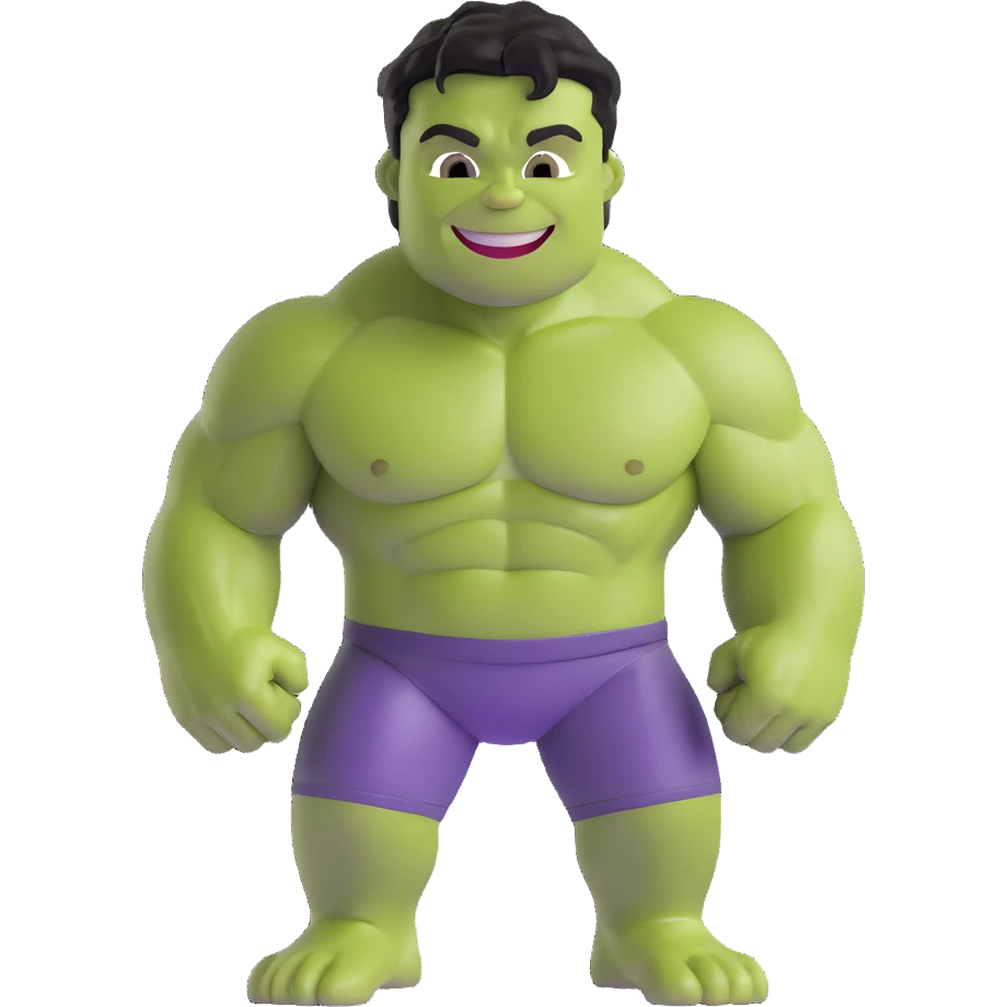 cute friendly hulk superhero smiling for children emoji