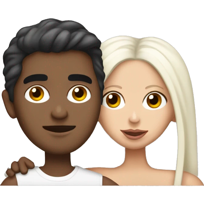 lady gaga with a male fan hugging eachother on the fan thisrt to be a text GAGA both of them open eyes the fan hair to be brown, same skin color  emoji