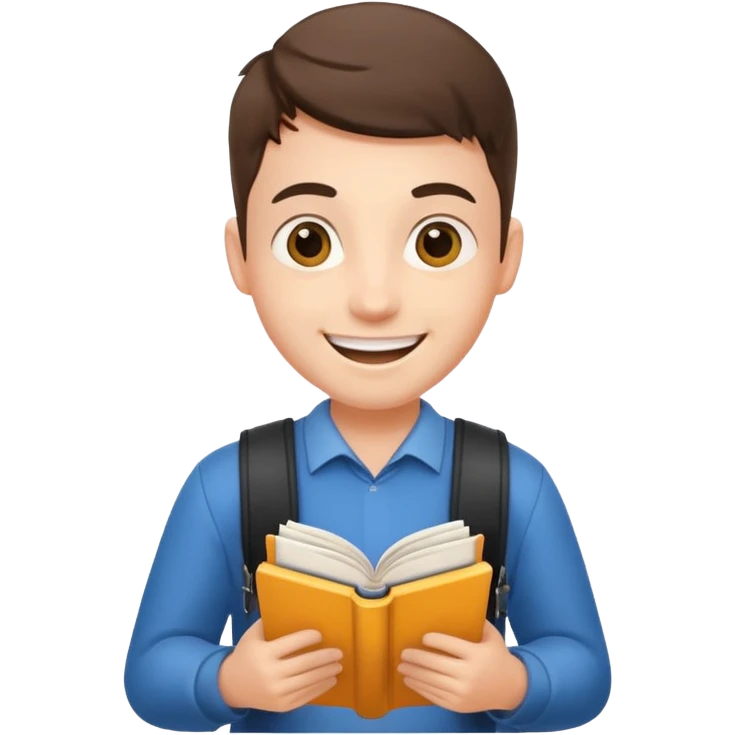 young programmer, excited, holding code book emoji