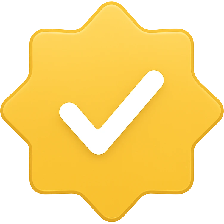 verified badge icon, checkmark in a star, bold and eye-catching emoji