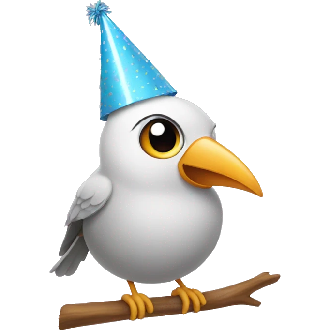 Bird wearing party hat emoji