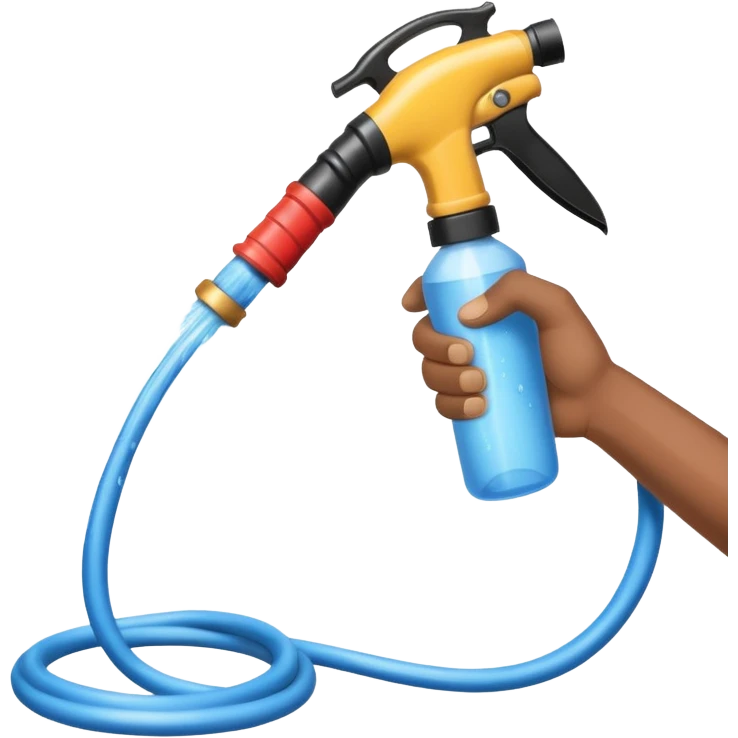 A hand holding a water hose and extinguishing the fire, no man emoji