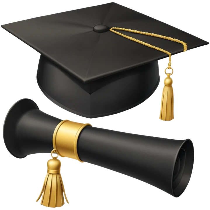A graduation cap and diploma emoji