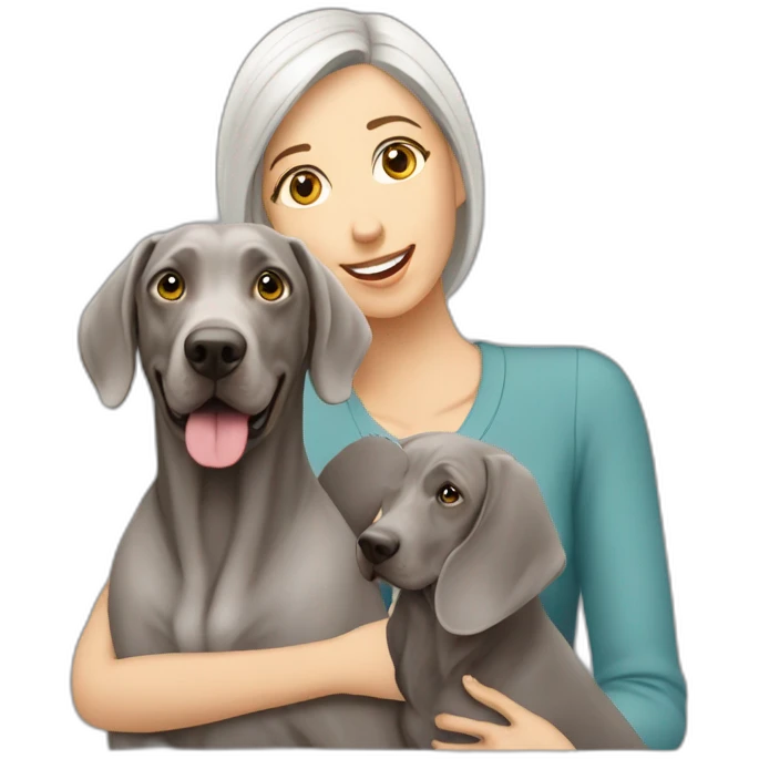 weimaraner with women emoji