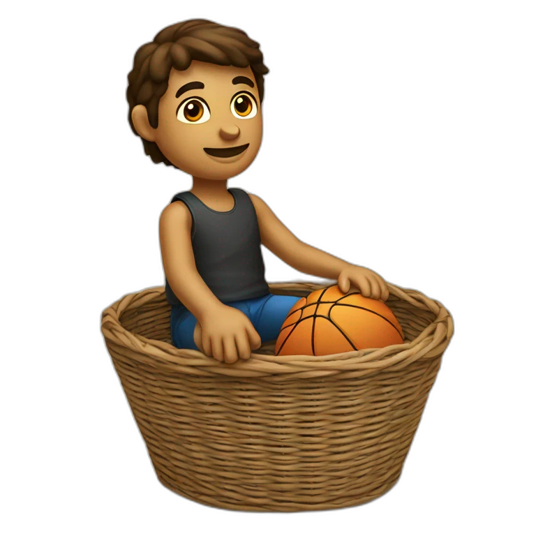 jordan assis sur un panier emoji