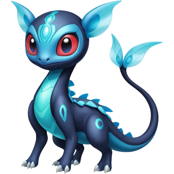 Iridescent Translucent Bioluminescent Diaphanous Meloetta-Salamence-Stitch-Toothless-Fakémon-creature-hybrid emoji