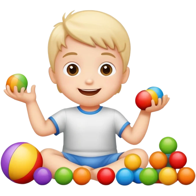 Happy kid playing with toys emoji