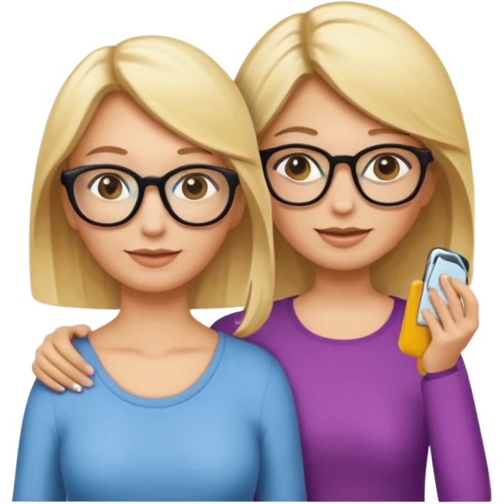 je voudrai un emoji d'une maman blonde avec des lunettes et de sa fille aux cheveux longs et blonds avec des lunettes emoji