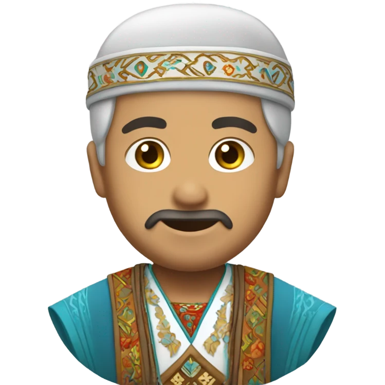 Human emoji dressed in turkic national clothes  and says hello emoji
