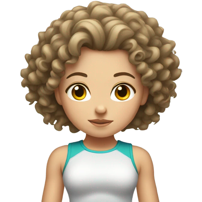 White Curly girl doing squats  emoji