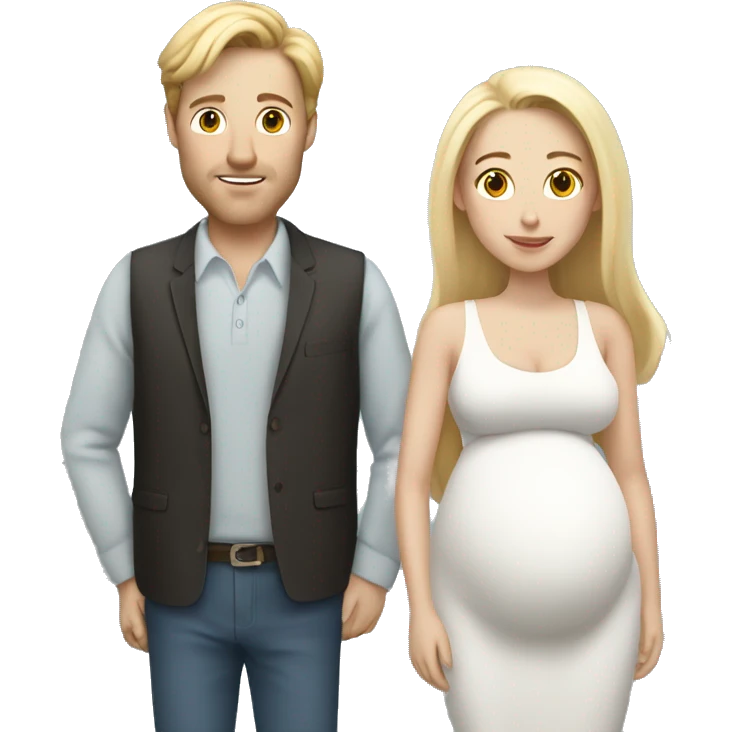 couple with white blonde man and white brunette smaller pregnant woman  emoji