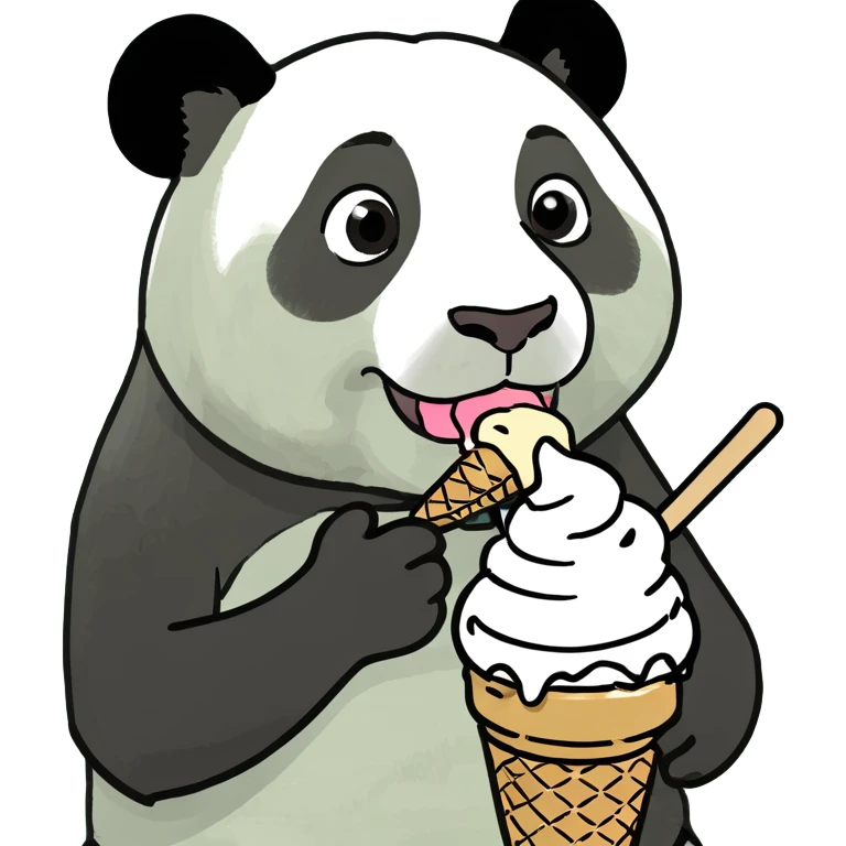 Panda eating ice cream emoji