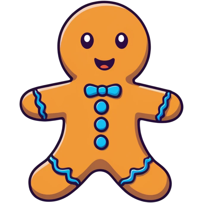 half-eaten gingerbread man with shocked expression emoji