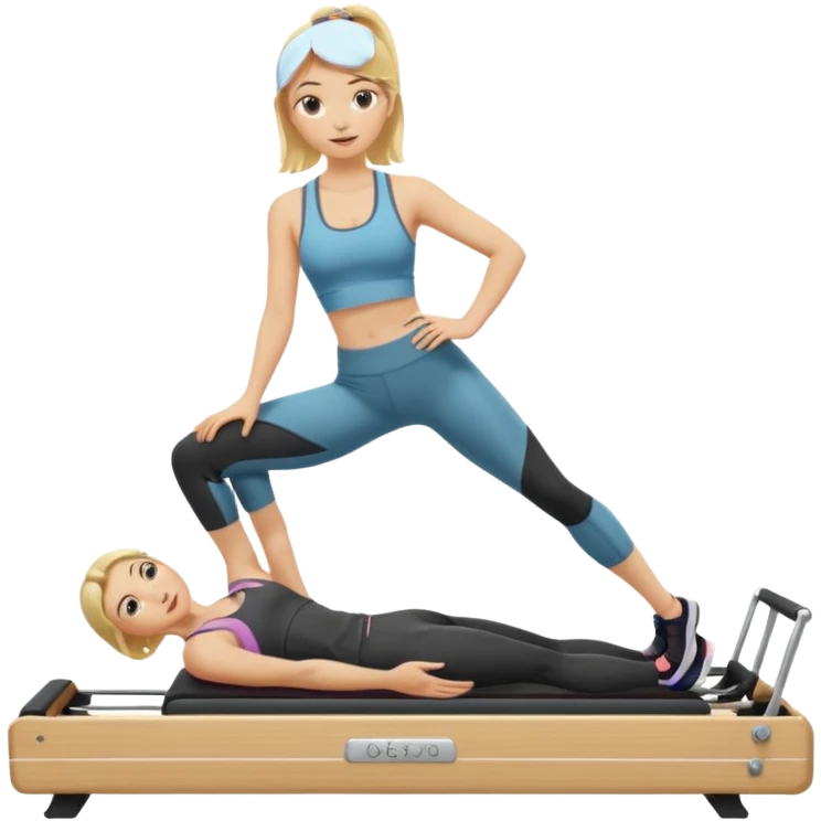 Blonde girl on Pilates reformer emoji