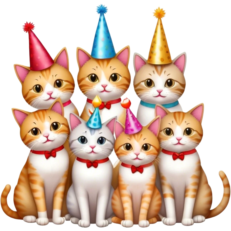 four Cats celebrating valentine's day emoji