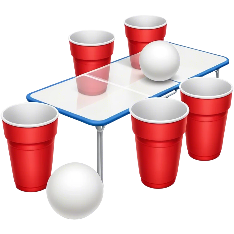 beer pong with a couple cups and white ping pong balls emoji