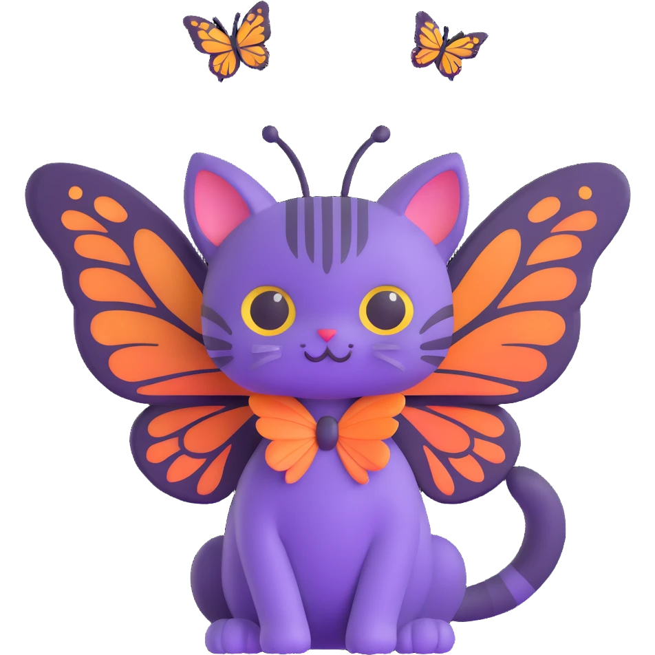 a cat with butterfly wings emoji