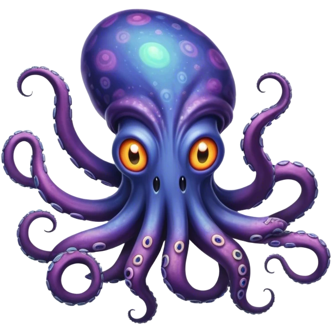 Psychedelic Cosmic Horror – A multi-eyed, tentacle-covered monstrosity with skin that shifts between dimensions, radiating colors the human mind can’t comprehend. emoji