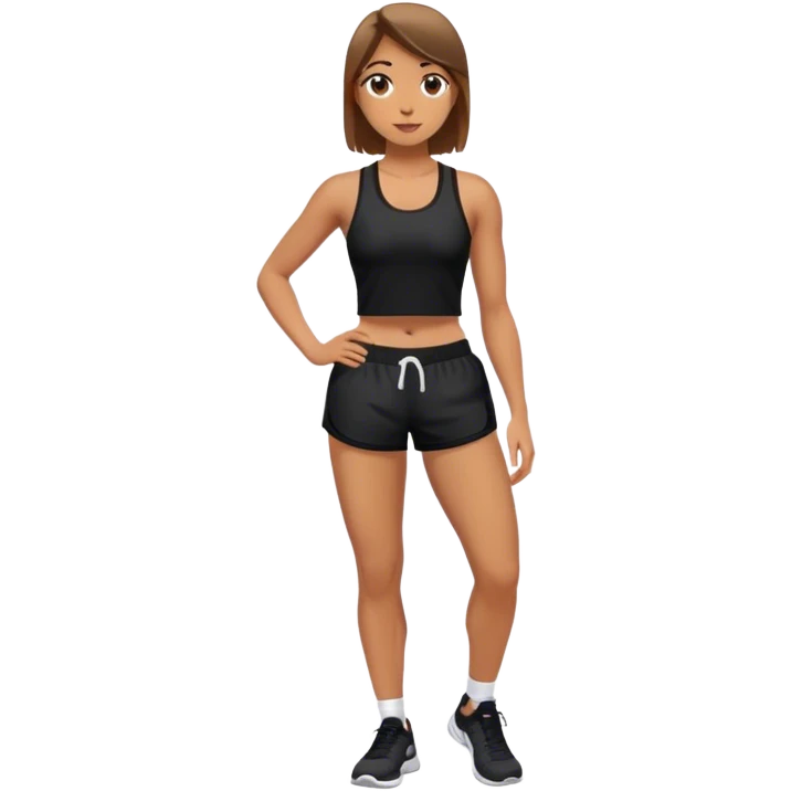 front view of full legs female with black gym shorts emoji