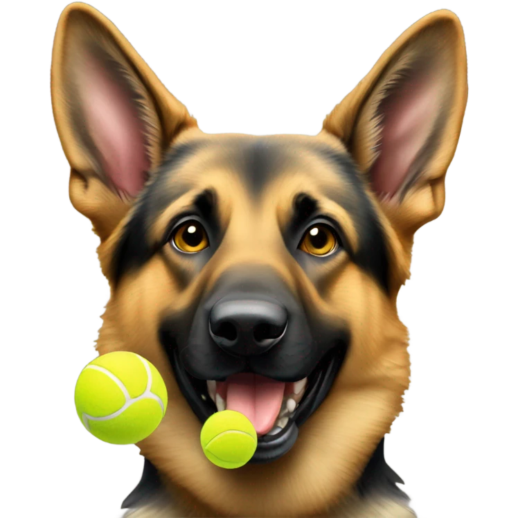 German shepherd with tennis ball in mouth emoji