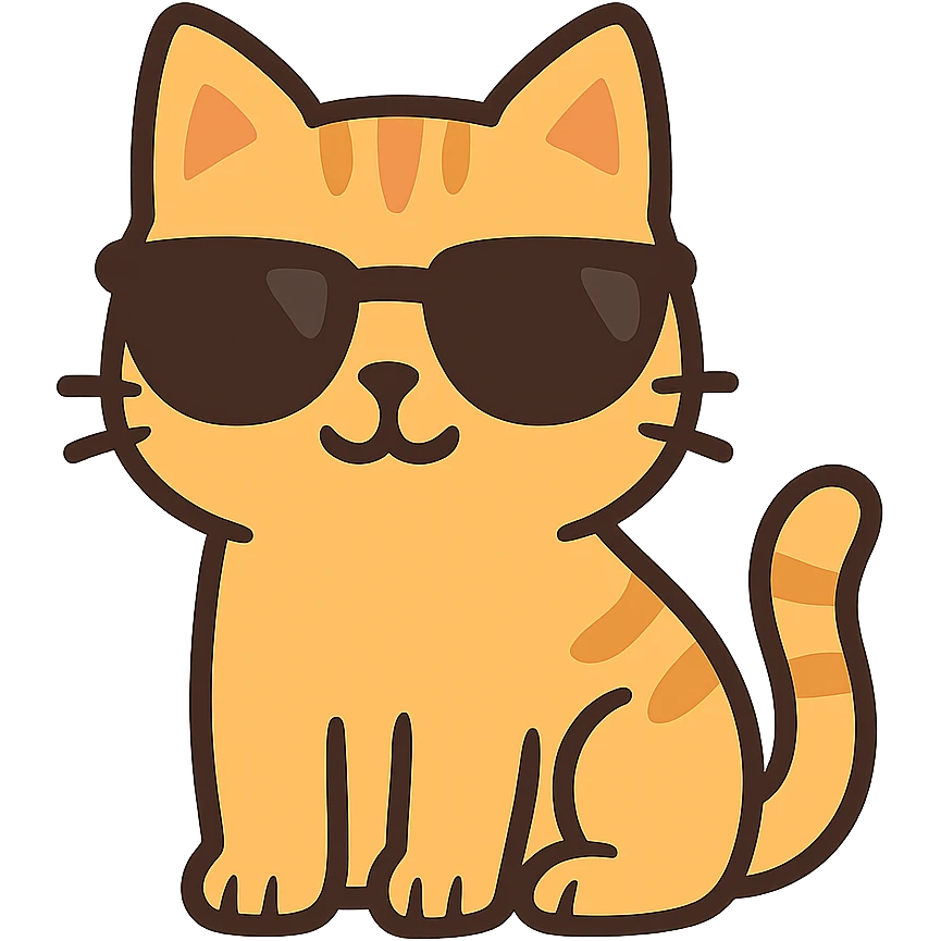 flat toon style cat with sunglasses emoji