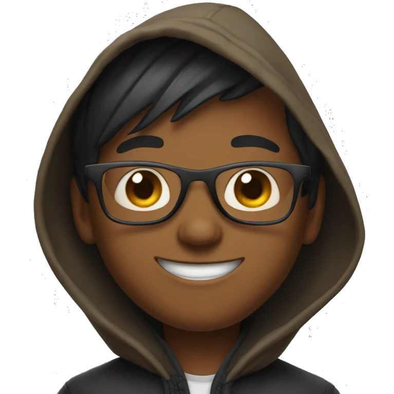 smiling boy in a hood with glasses  emoji