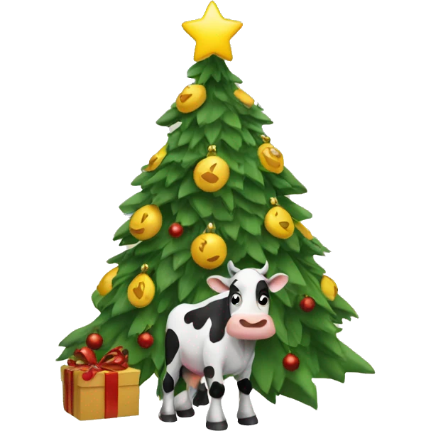 cow on a Christmas tree emoji