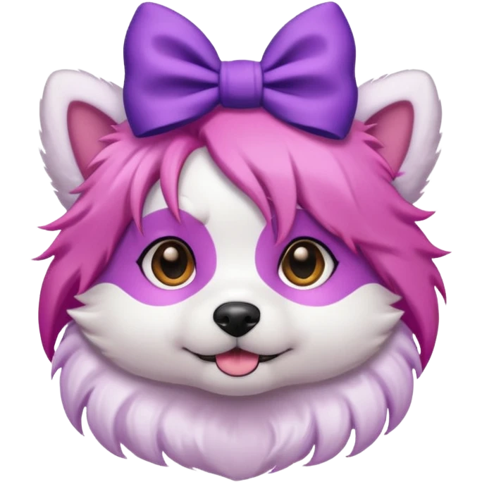 dog with pink hair and purple bow on head emoji