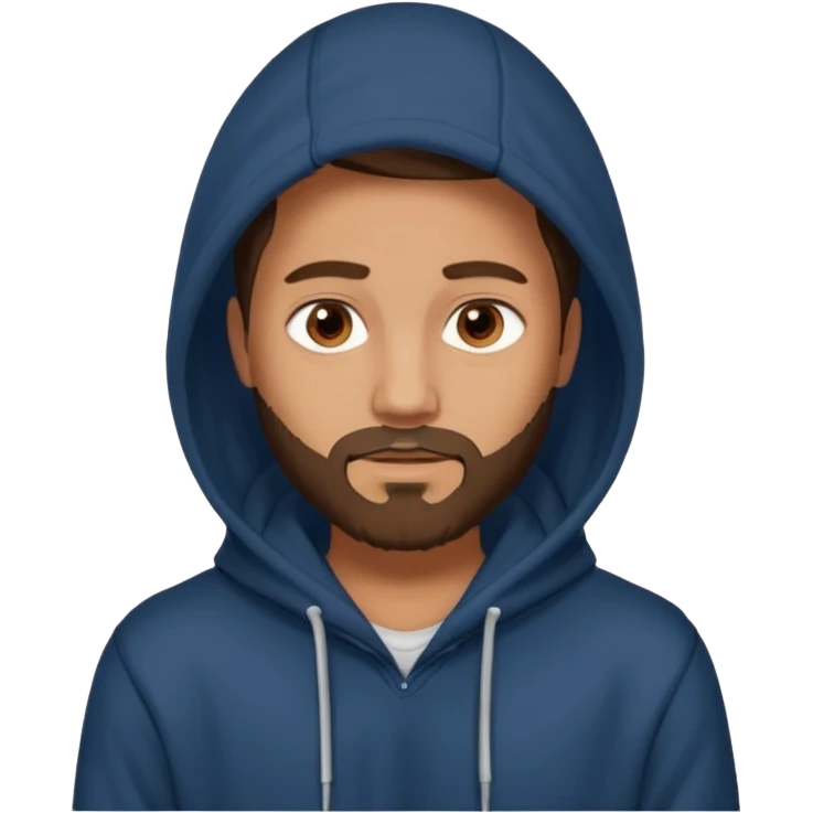 a guy wears a hoodie, his face is a mysterious, he looks pretty and handsome, but very distant 
he has a beard  emoji