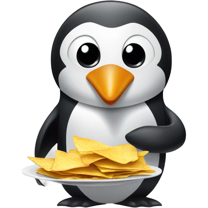 Penguin eating nachos emoji