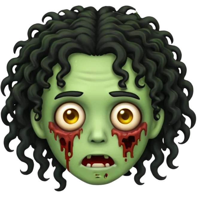 zombie emoji with black curly hair emoji