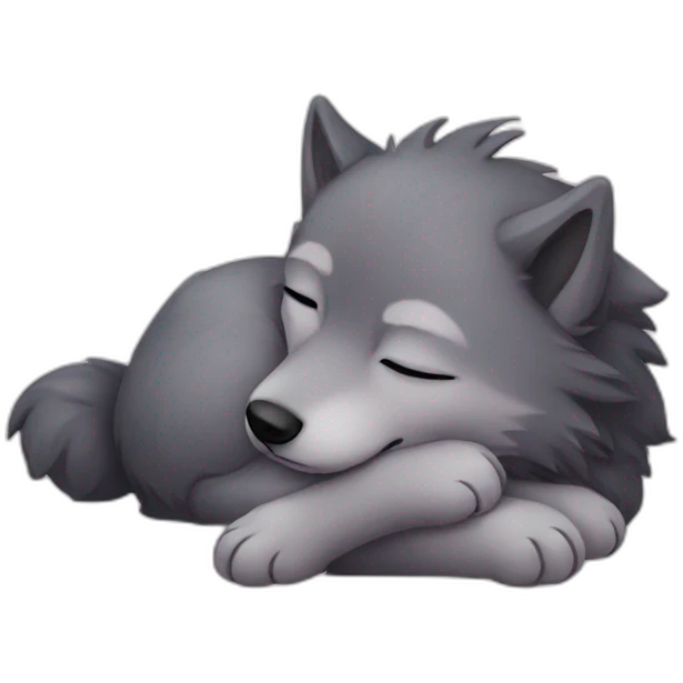 Chibi wolf sleeping emoji