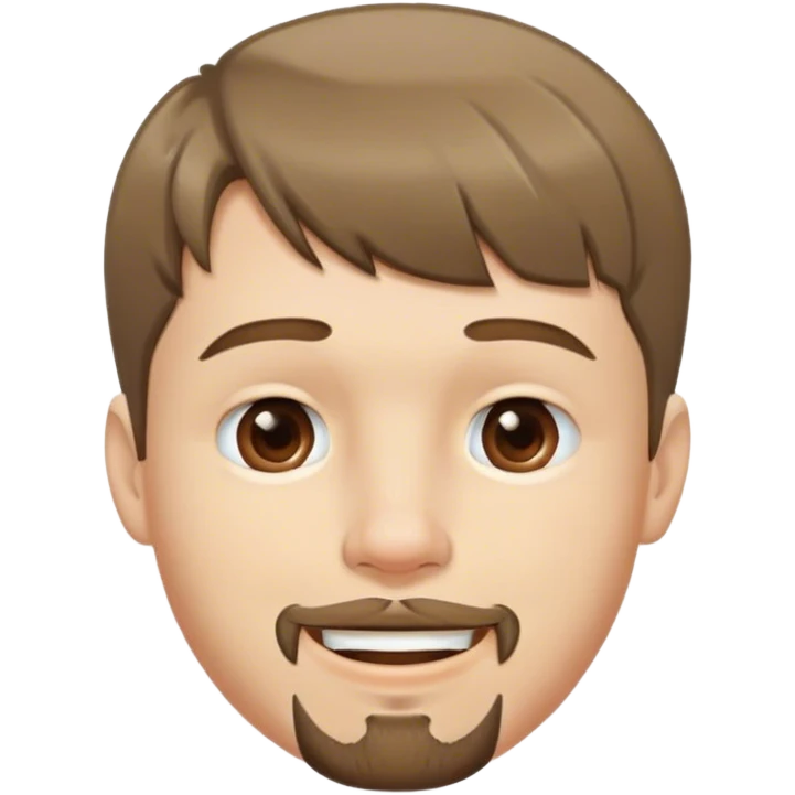  white male, short medium brown colored hair with bangs and goatee, nose and lip piercing,  smiling with mouth closed emoji