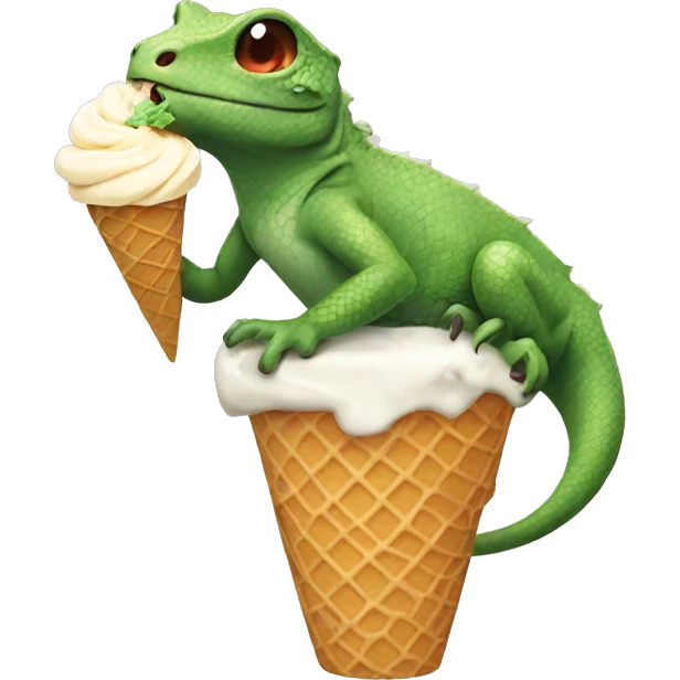 Lizard eating ice cream emoji