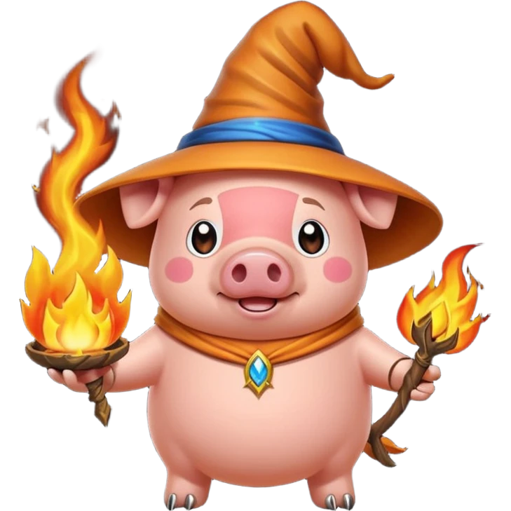 wizard pig summoning fire emoji