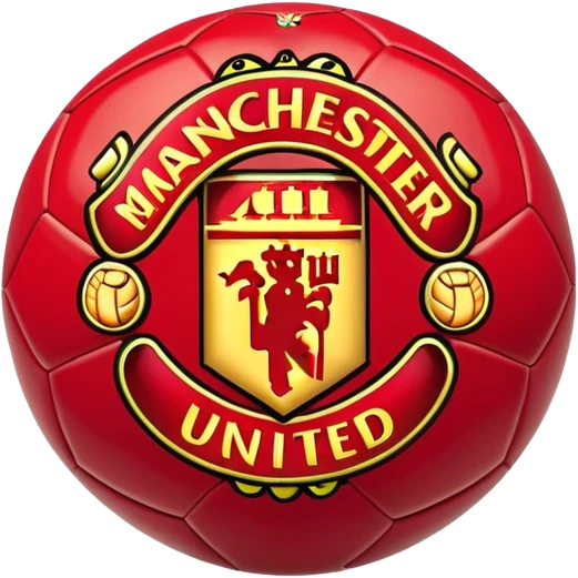 Manchester United inspired emoji, red football with gold accents and a hint of the club's crest emoji