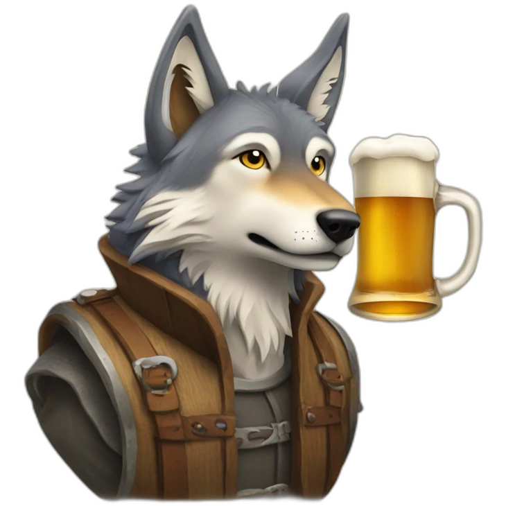 loup buvant une bière emoji